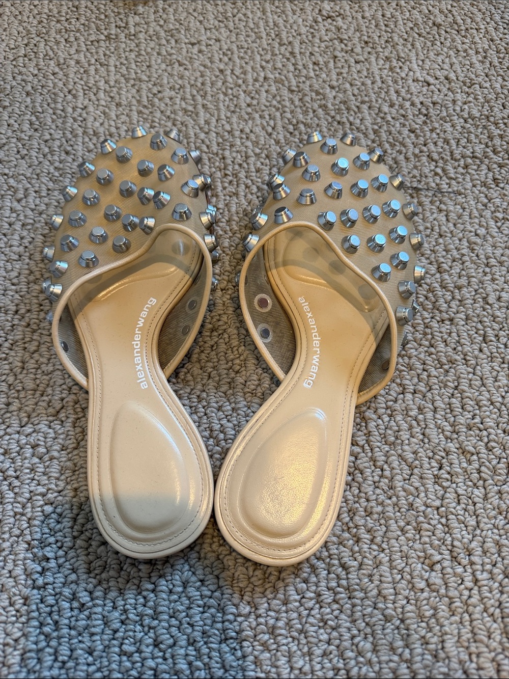 Alexander Wang Nude Studded Clear Slip-On Mules